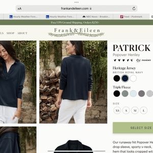 Frank & Eileen  Popover Henley  - Navy XS NWT